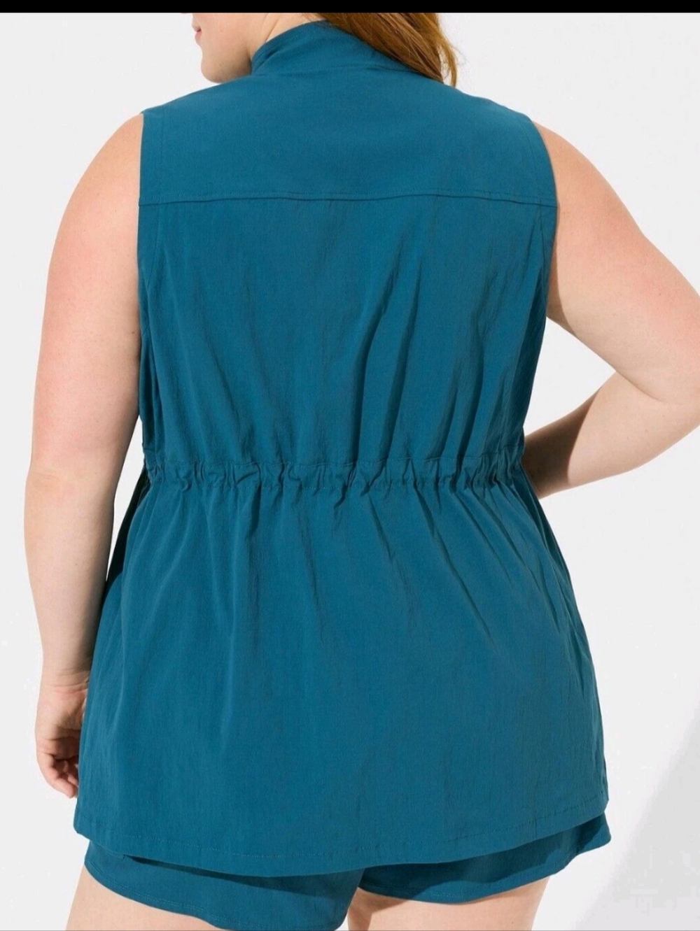 torrid Happy Camper Bright Teal Vest Bungee Cord Waist Torrid Sz 2 2X - Picture 3 of 10